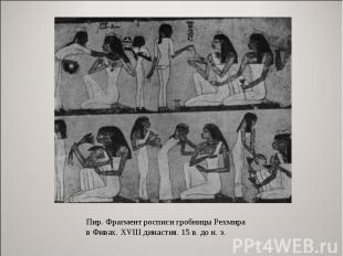 Пир. Фрагмент росписи гробницы Рехмира в Фивах. XVIII династия. 15 в. до н. э.