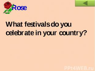 RoseWhat festivals do you celebrate in your country?