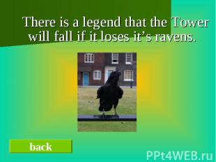 There is a legend that the Tower will fall if it loses it’s ravens.