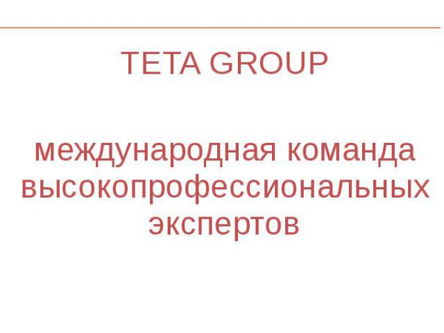 TETA GROUP TETA GROUP международная команда высокопрофессиональных экспертов