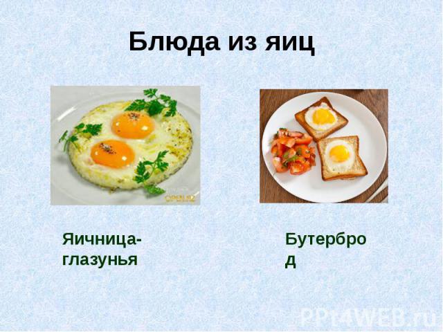 Блюда из яиц Яичница-глазуньяБутерброд