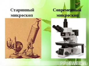 Старинный микроскоп Современный микроскоп