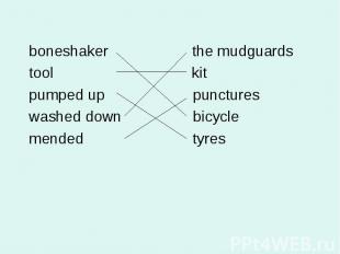 boneshaker the mudguards tool kit pumped up punctures washed down bicycle mended