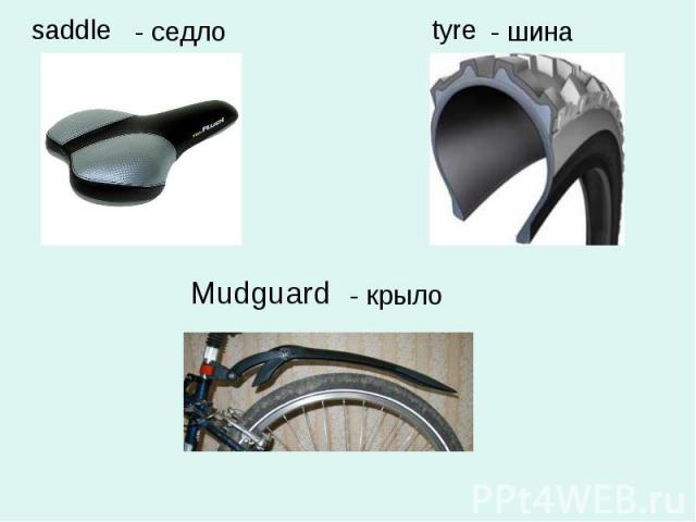saddle - седлоtyre- шинаMudguard - крыло