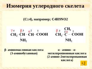 Изомерия углеродного скелета (С≥4), например; С4H9NO2