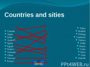 Countries and sities