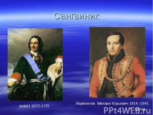 Сангвиник peter1 1672-1725Лермонтов Михаил Юрьевич 1814 -1841