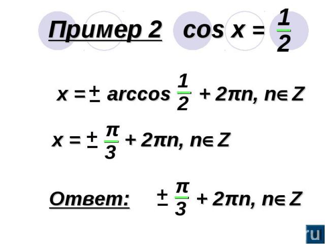 Пример 2 cos x =