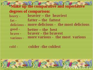 Make up the comparative and superlative degrees of comparison:heavy - fat - deli