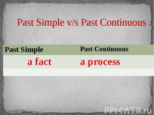 Past Simple v/s Past Continuous .