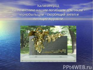Калининград На памятнике нашим погибшим землякам - чернобыльцам - скорбящий анге