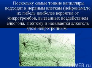 Поскольку самые тонкие капилляры подходят к нервным клеткам (нейронам),то их гиб
