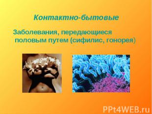 Контактно-бытовые Заболевания, передающиеся половым путем (сифилис, гонорея)