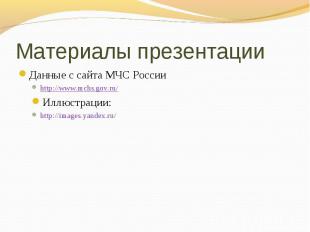 Материалы презентации Данные с сайта МЧС Россииhttp://www.mchs.gov.ru/Иллюстраци