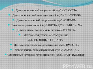 Детско-юношеский спортивный клуб «ЮНОСТЬ» Детско-юношеский авиамодельный клуб «В