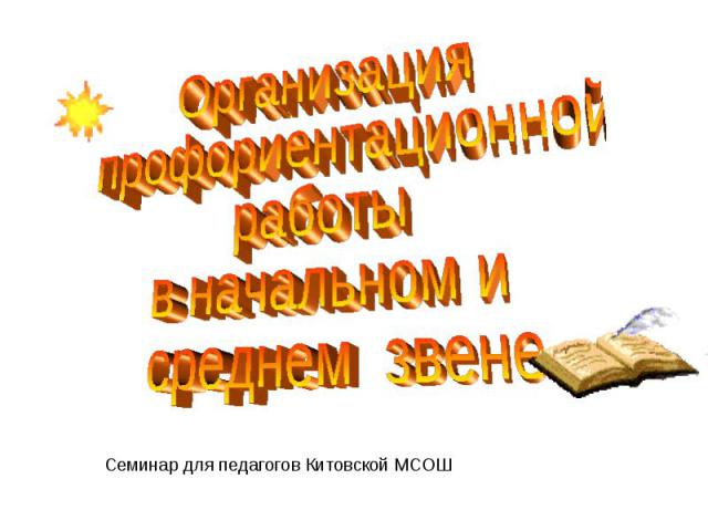 Организация профориентационной работы в начальном и среднем звенеСеминар для педагогов Китовской МСОШ