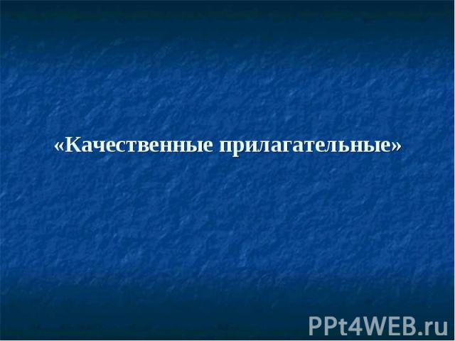 «Качественные прилагательные»