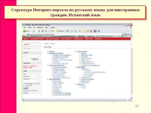 Структура Интернет-портала по русскому языку для иностранных граждан. Испанский