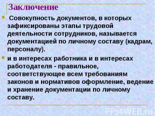 Совокупность документов, в которых зафиксированы этапы трудовой деятельности сот