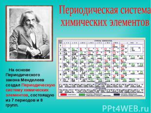 Периодическая система химических элементов На основе Периодического закона Менде