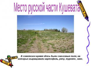 Место русской части Кушевата В советское время здесь были совхозные поля, на кот