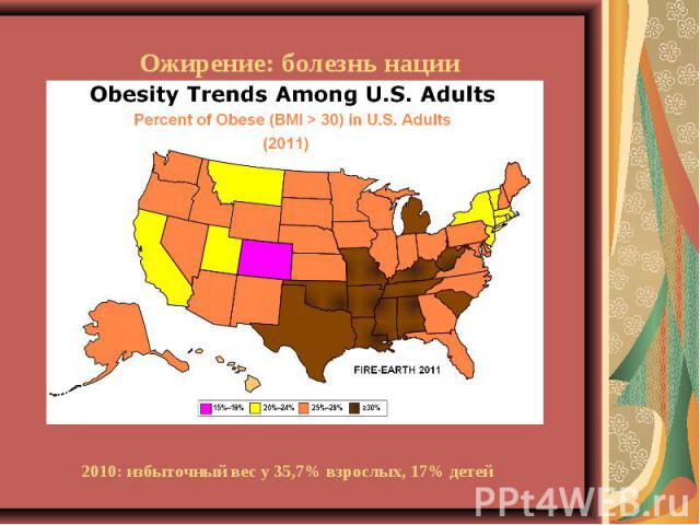 Ожирение: болезнь нации 2010: избыточный вес у 35,7% взрослых, 17% детей