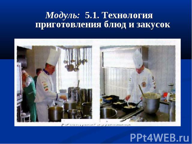 Модуль: 5.1. Технология приготовления блюд и закусок