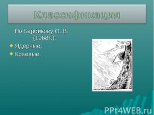 Классификация По Кербикову О. В. (1968г.):Ядерные;Краевые.