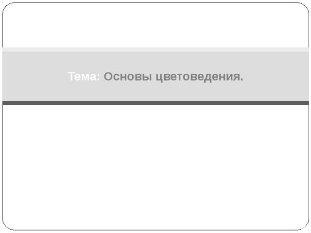 Тема: Основы цветоведения.