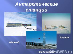 Антарктические станции Мирный Молодежная Восток