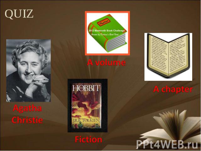 QUIZ AgathaChristie Fiction A volume A chapter
