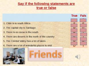 Say if the following statements are true or false