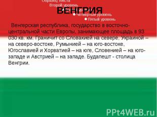 ВЕНГРИЯ Венгерская республика, государство в восточно-центральной части Европы,