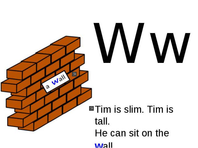 Tim is slim. Tim is tall.He can sit on the wall.