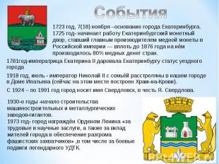 1781год-императрица Екатерина II даровала Екатеринбургу статус уездного города 1