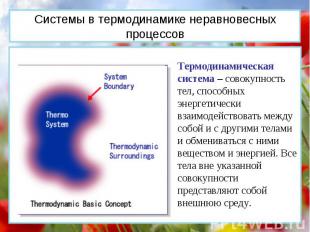 Термодинамическая система – совокупность тел, способных энергетически взаимодейс