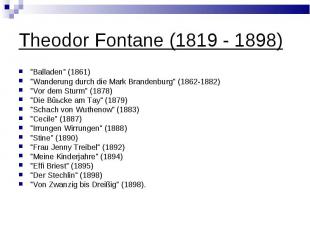 Theodor Fontane (1819 - 1898) \"Balladen\" (1861) \"Wanderung durch die Mark Bra