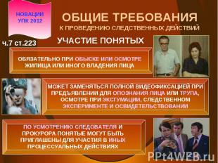 НОВАЦИИ УПК 2012 УЧАСТИЕ ПОНЯТЫХ ОБЯЗАТЕЛЬНО ПРИ ОБЫСКЕ ИЛИ ОСМОТРЕ ЖИЛИЩА ИЛИ И