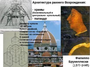 Филиппо Брунеллески (1377-1446) Архитектура раннего Возрождения: храмы (базилика