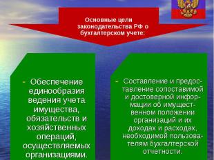 Основные цели законодательства РФ о бухгалтерском учете: Обеспечение единообрази