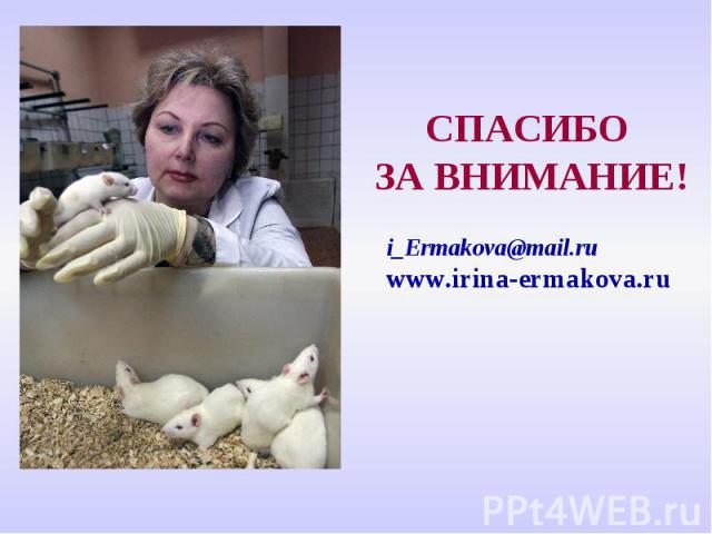 СПАСИБО ЗА ВНИМАНИЕ! i_Ermakova@mail.ruwww.irina-ermakova.ru
