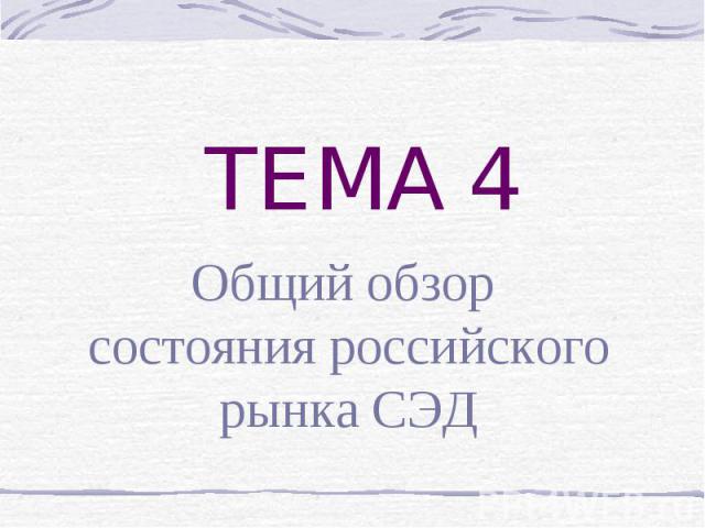 ТЕМА 4 Общий обзор состояния российского рынка СЭД