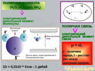 ПОЛЯРНАЯ СВЯЗЬ электрический дипольный момент связи μ = еl, е – величина заряда,