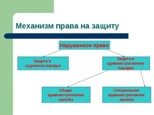 Нарушенное право Защита в судебном порядке Защита в административном порядке Общ