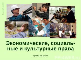 © Аминов А. М., 2008 Экономические, социаль-ные и культурные права Право, 10 кла