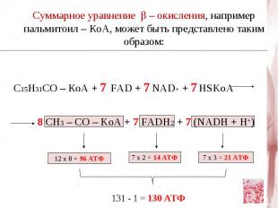 Синтез пальмитиновой кислоты Реакция восстановления NADPH + H+ Ацетоацетил - Е –