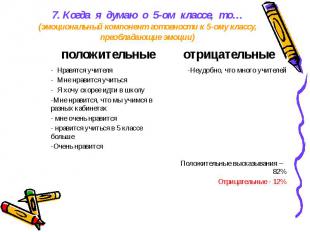 7. Когда я думаю о 5-ом классе, то… (эмоциональный компонент готовности к 5-ому