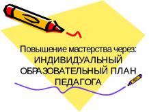 Повышение мастерства через: Индивидуальный образовательный план педагога