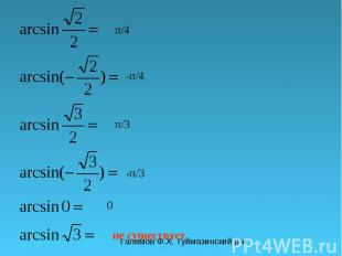 Галимов Ф.Х. Туймазинский р-н π/4 -π/4 π/3 -π/3 0 не существует