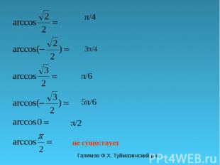 Галимов Ф.Х. Туймазинский р-н π/4 3π/4 π/6 5π/6 не существует π/2